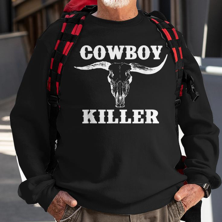 Western Cowgirl Vintage Punchy Cowboy Killers Bull Horn Bone Sweatshirt Gifts for Old Men