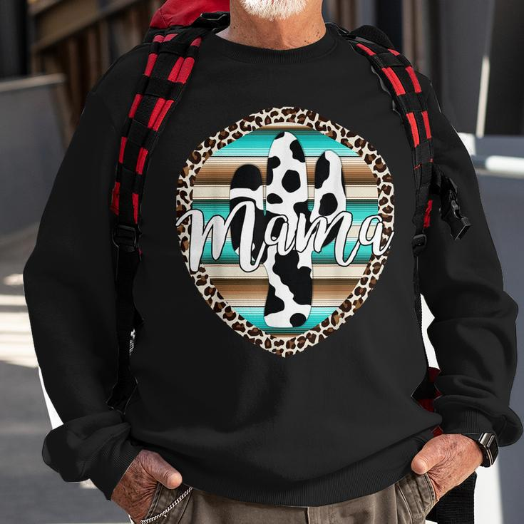 Western Mom Serape Cow Cactus Leopard Cowgirl Rodeo Mama Sweatshirt Gifts for Old Men
