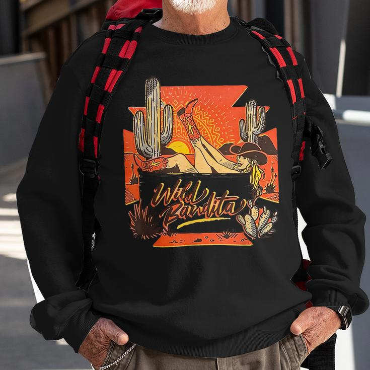 Western Southern Wild Bandita Cactus Rodeo Cowgirl Sweatshirt Gifts for Old Men