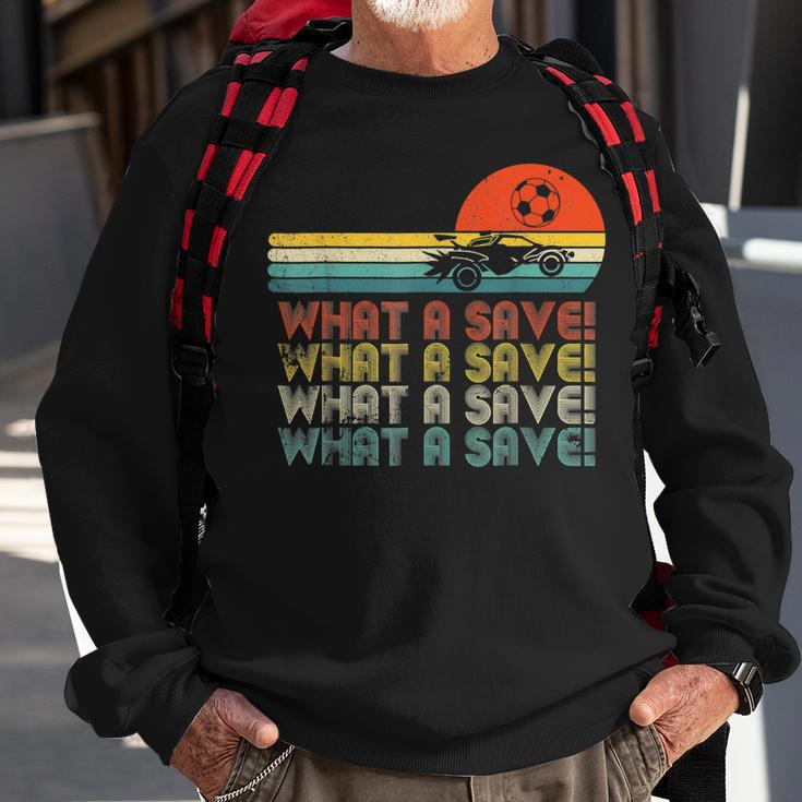 What A Save Vintage Retro Rocket Soccer Car League Funny Soccer Funny Gifts Sweatshirt Gifts for Old Men