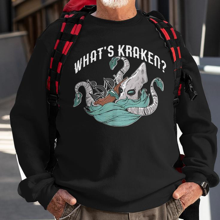 Whats Kraken Funny Cephalod Meme Crackin Pun Gift Sweatshirt Gifts for Old Men