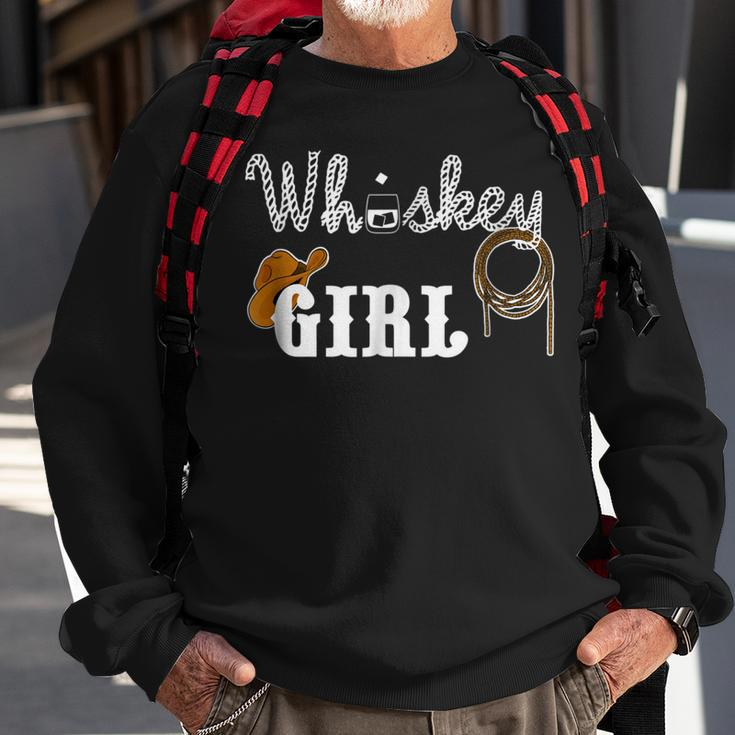 Whiskey Girl Cowgirl Hat Rope Alcohol Sweatshirt Gifts for Old Men