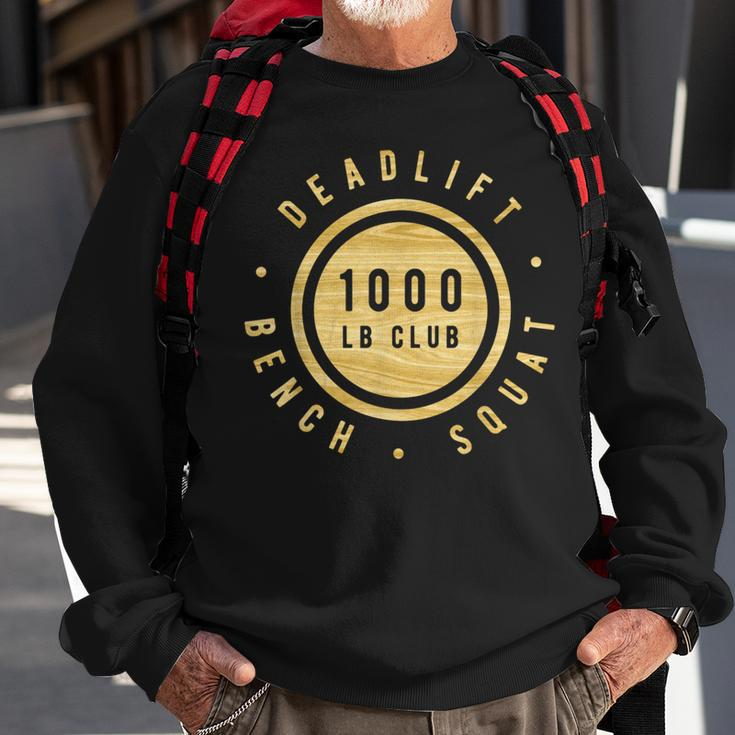 Woodgrain 1000Lb Club Powerlifter Squat Bench Deadlift Sweatshirt Gifts for Old Men