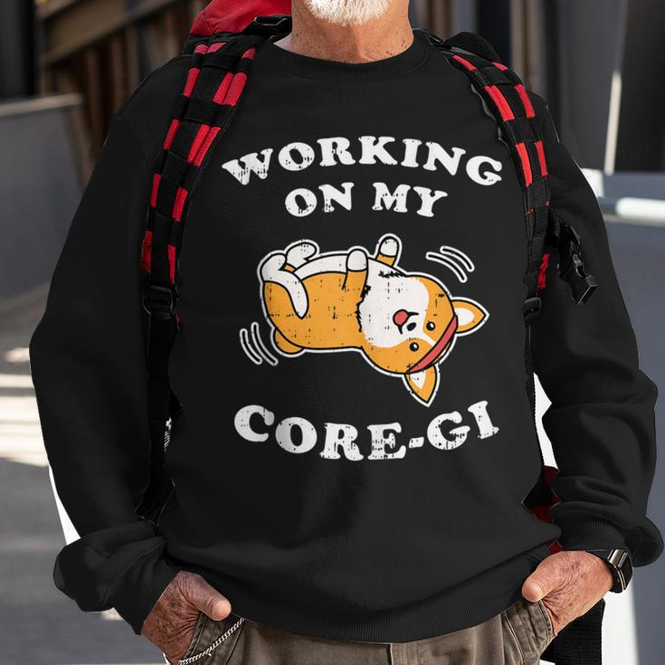 Working Core-Gi Workout Cute Black Corgi Dog Fitness Sweatshirt Gifts for Old Men