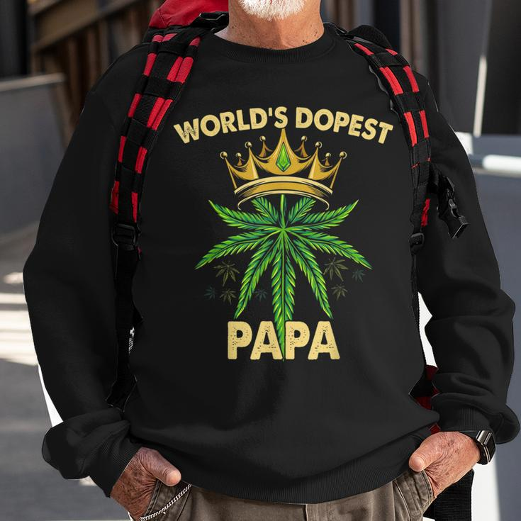 Worlds Dopest Papa Cannabis 420 Fathers Day Weed Dad Sweatshirt Gifts for Old Men
