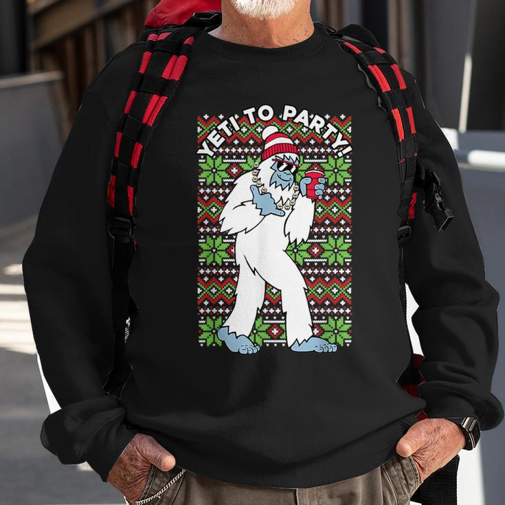 Yeti To The Party Ugly Christmas Sweater Graphic Sweatshirt Gifts for Old Men