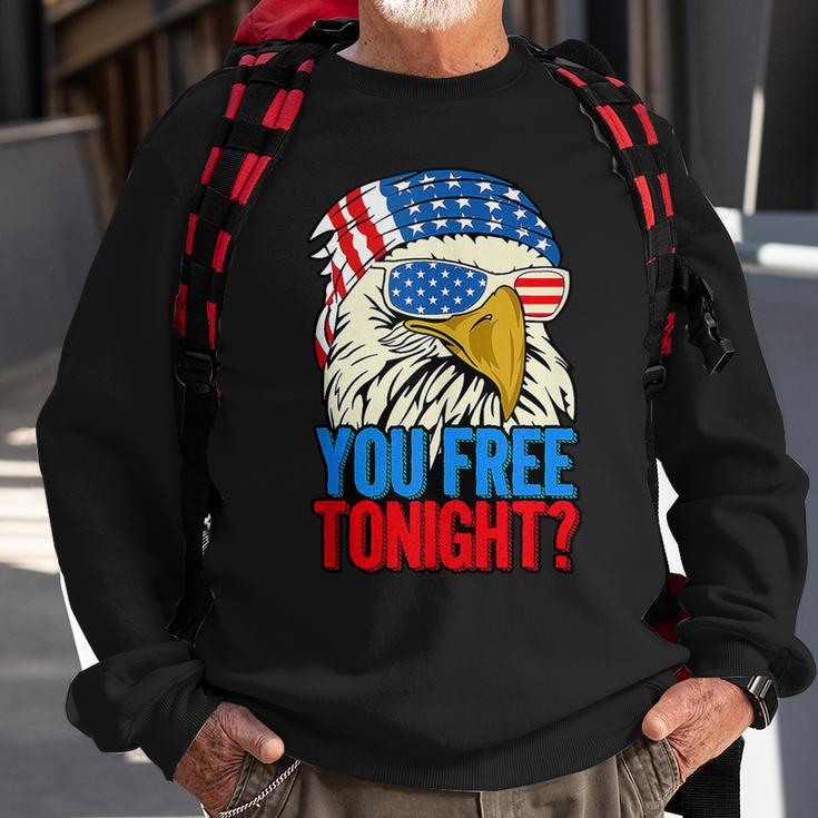 You Free Tonight Bald Eagle Mullet 4Th Of July Us Flag Retro Sweatshirt Gifts for Old Men