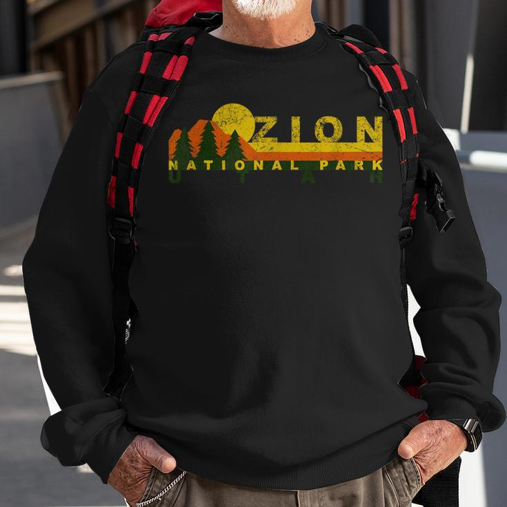 Zion National Park Sunny Mountain Treeline Sweatshirt Gifts for Old Men