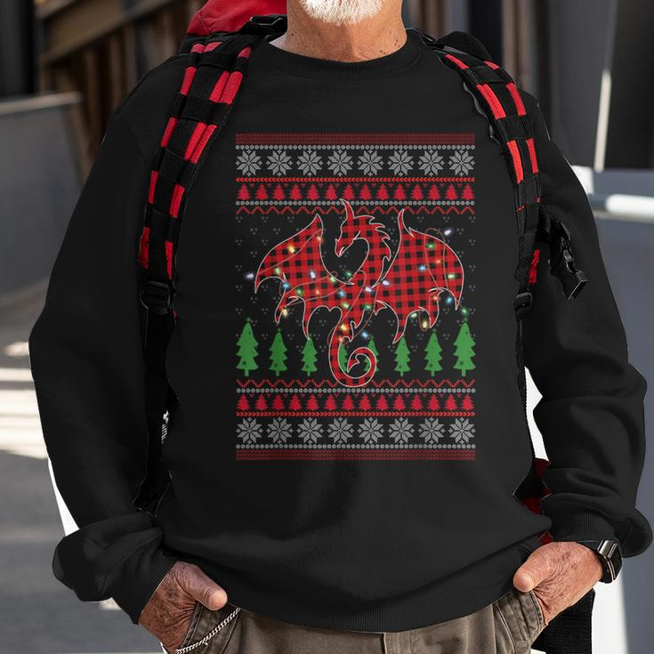 Zodiac Dragon Ugly Sweater Christmas Lights Dragon Lover Sweatshirt Gifts for Old Men