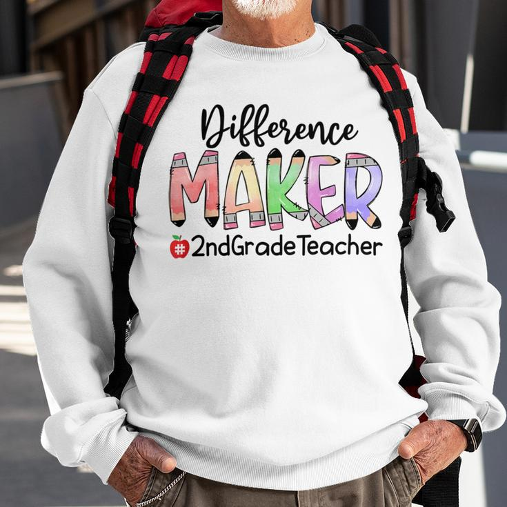 2Nd Grade Teacher Life Difference Maker Sweatshirt Gifts for Old Men