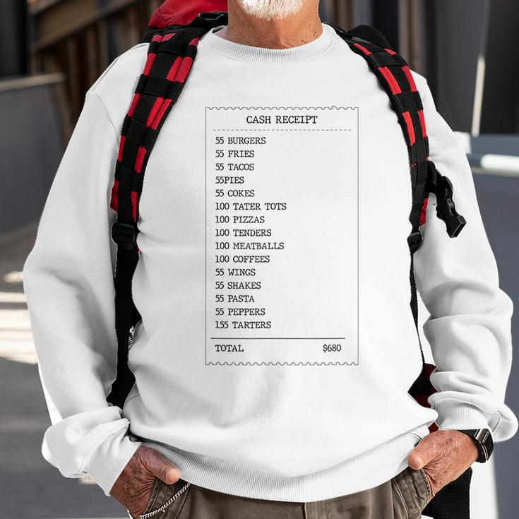 55 Burgers 55 Fries I Think You Should Leave Receipt Design Burgers Funny Gifts Sweatshirt Gifts for Old Men