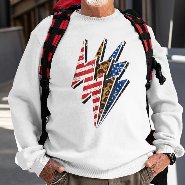 America Leopard Cheetah Lightning Bolt 4Th Of July Patriotic Sweatshirt Gifts for Old Men