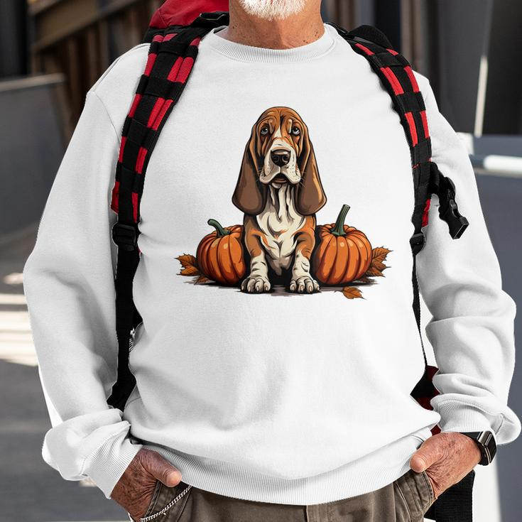 Basset Hound Dog Pumpkin Lazy Halloween Party Costume Sweatshirt Gifts for Old Men