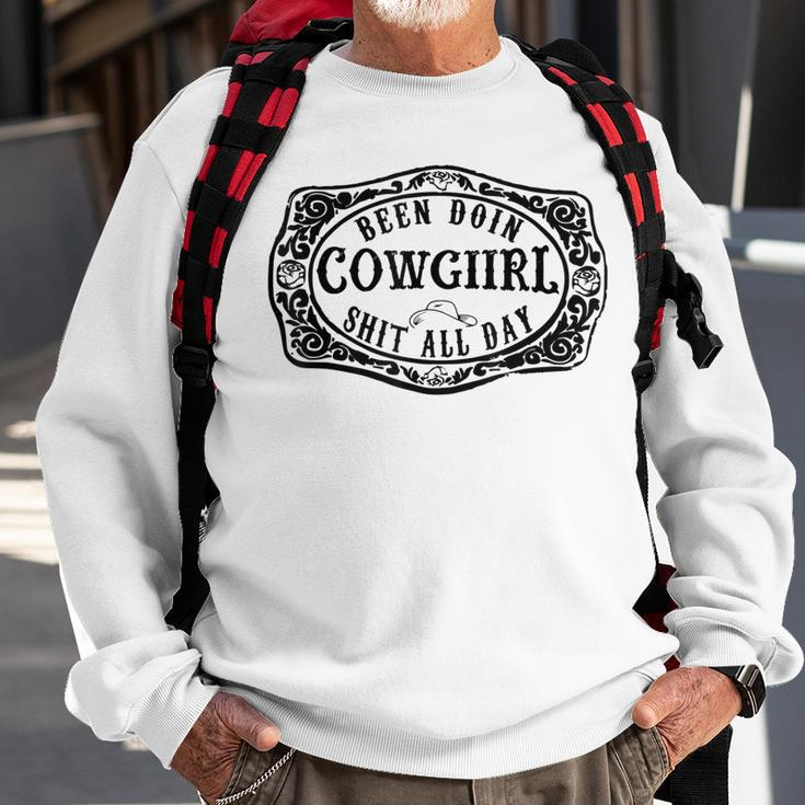 Been Doing Cowgirl Shit All Day Vintage Retro Girls Sweatshirt Gifts for Old Men