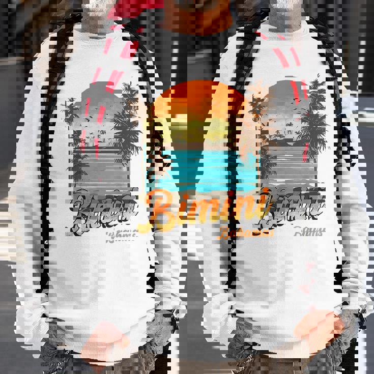 Bimini Bahamas Beach Summer Vacation Palm Sunset Bahamas Funny Gifts Sweatshirt Gifts for Old Men