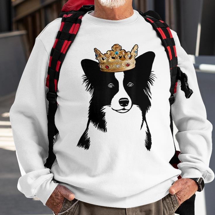 Border Collie Dog Wearing Crown Sweatshirt Gifts for Old Men