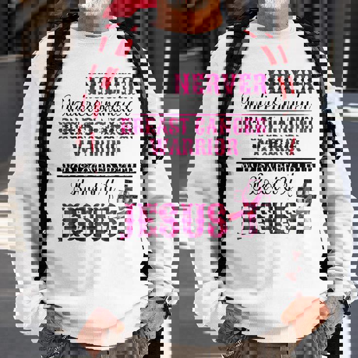 Breast Cancer Awareness Never Underestimate Breast Cancer Sweatshirt Gifts for Old Men