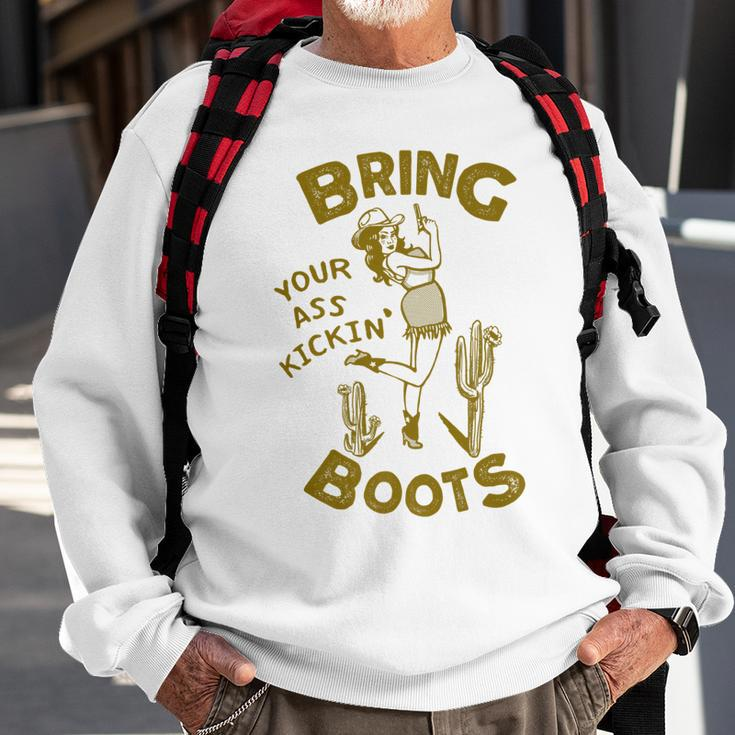 Bring Your Ass Kicking Boots Vintage Western Texas Cowgirl Sweatshirt Gifts for Old Men