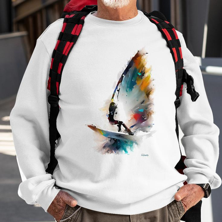 Cool Windsurfer On A Surfboard Riding The Waves Of The Ocean Sweatshirt Gifts for Old Men