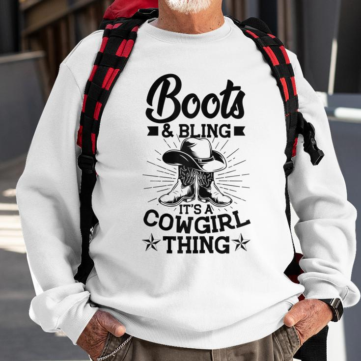Cowgirl Boots And Hat Graphic Women Girls Cowgirl Western Sweatshirt Gifts for Old Men