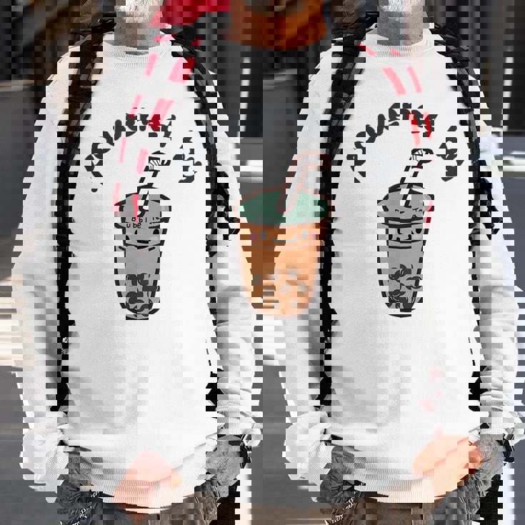 Cute Bubble Tea Boba Milk Tea Graphic Powered By Bubble Tea Sweatshirt Gifts for Old Men