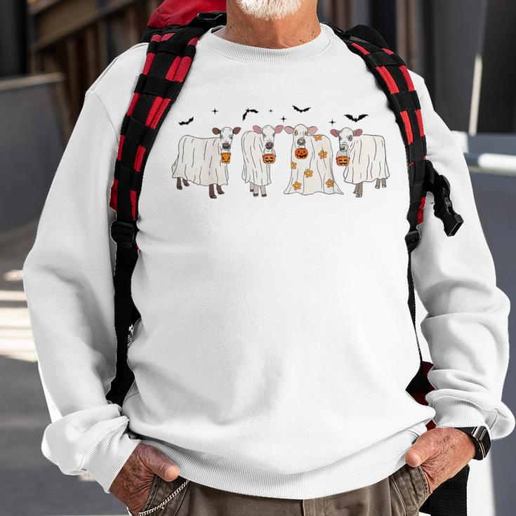 Cute Cow Dressed As Ghost Halloween Boo Cow Lover Sweatshirt Gifts for Old Men