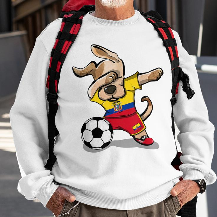 Dabbing Dog Ecuador Soccer Fans Jersey Ecuadorian Football Sweatshirt Gifts for Old Men