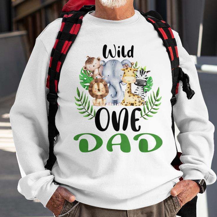 Dad Of The Wild One Zoo Birthday Safari Jungle Animal Sweatshirt Gifts for Old Men