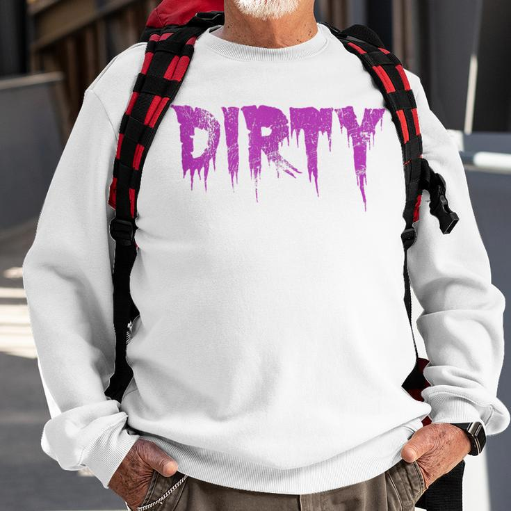 Dirty Words Horror Movie Themed Purple Distressed Dirty Sweatshirt Gifts for Old Men