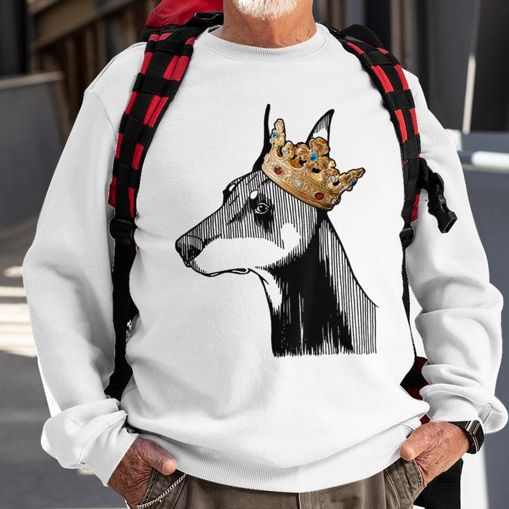 Doberman Pinscher Dog Wearing Crown Sweatshirt Gifts for Old Men