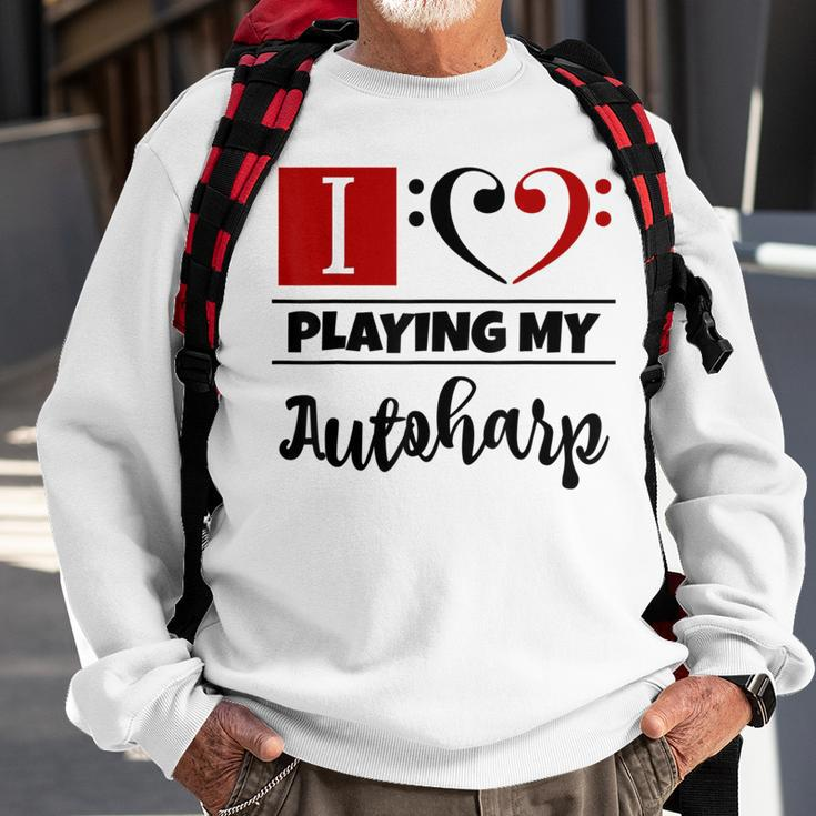 Double Bass Clef Heart I Love Playing My Autoharp Musician Sweatshirt Gifts for Old Men