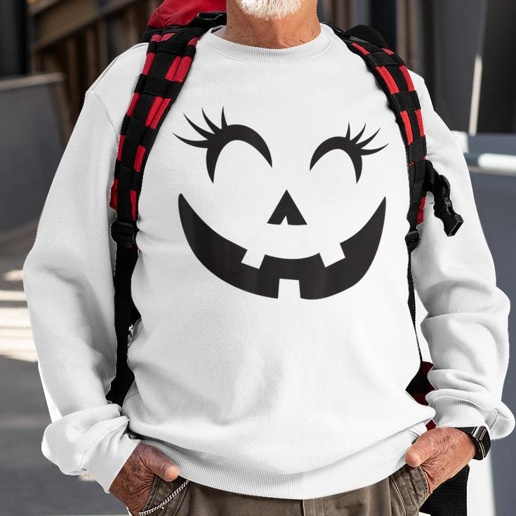 Eyelashes Halloween Outfit Pumpkin Face Costume Sweatshirt Gifts for Old Men