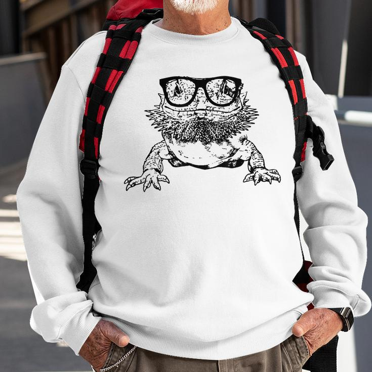 Bearded Dragon Cute Reptile Lizard Nerdy Glass Animal Sweatshirt Gifts for Old Men