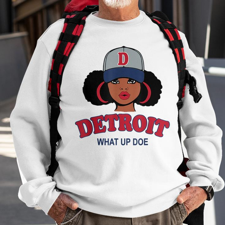 Funny Black Girl Detroit 313 What Up Doe Black Girl Funny Gifts Sweatshirt Gifts for Old Men