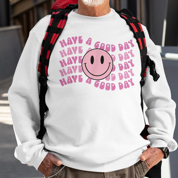 Have A Good Day Pink Smile Face Preppy Aesthetic Trendy Sweatshirt Gifts for Old Men