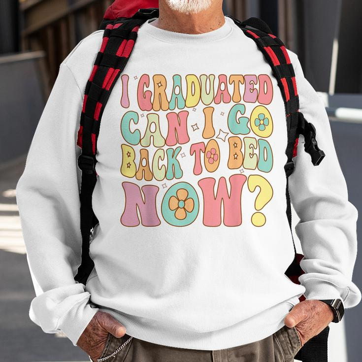 Groovy Retro Graduation I Graduated Can I Go Back To Bed Now Sweatshirt Gifts for Old Men