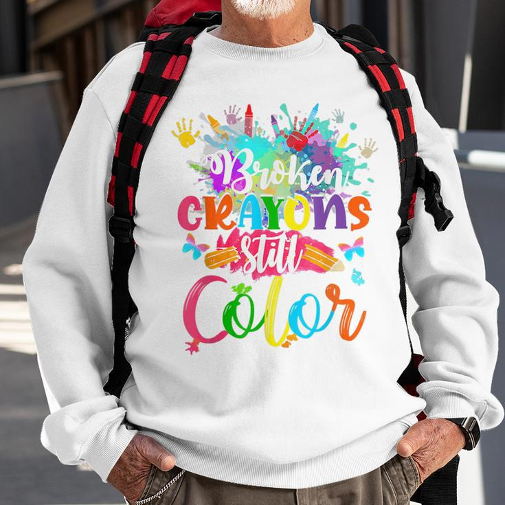 Hand Broken Crayons Still Color Suicide Prevention Awareness Sweatshirt Gifts for Old Men