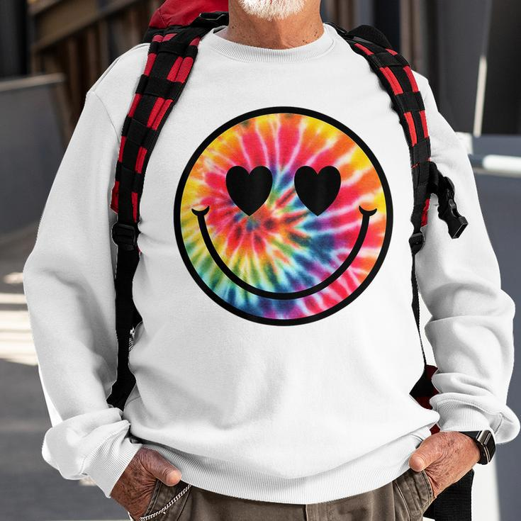 Happy Face Tie Dye Smile Face Sweatshirt Gifts for Old Men