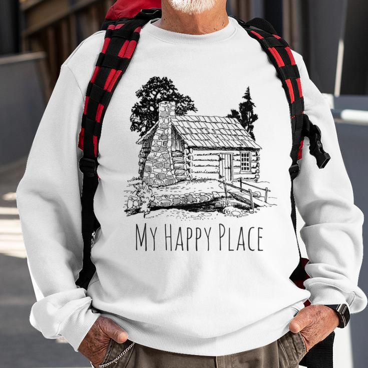 My Happy Place A Cabin In The Woods Sweatshirt Gifts for Old Men