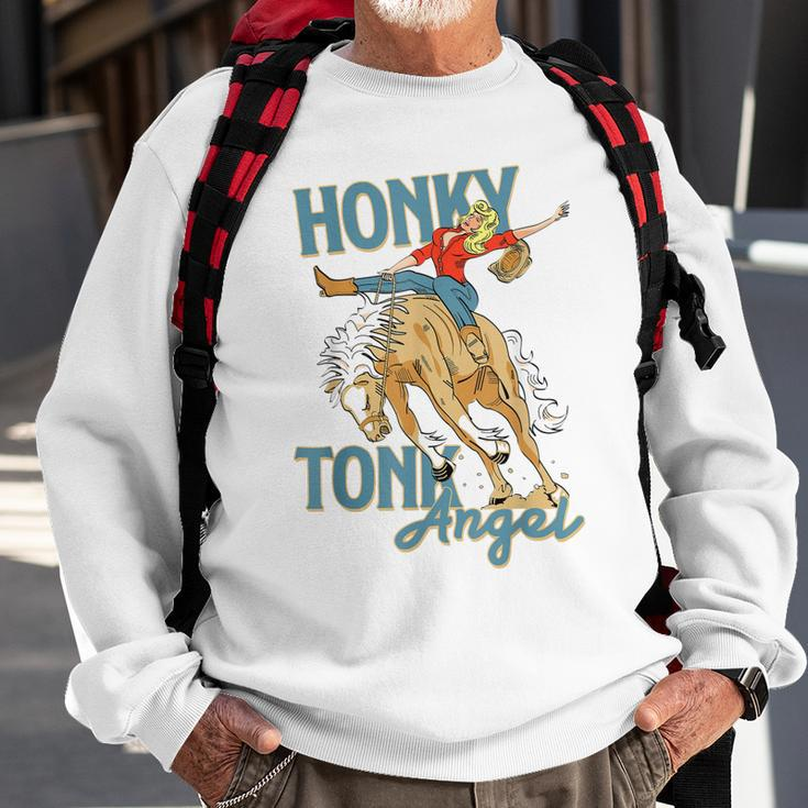 Honky Tonk Angel Hold Your Horses Western Country Cowgirl Sweatshirt Gifts for Old Men