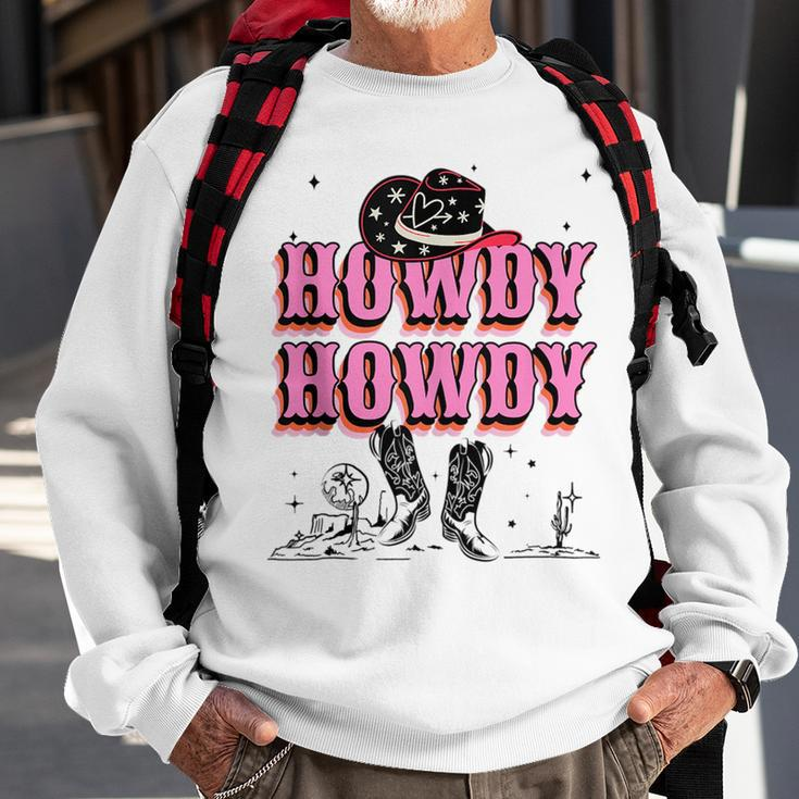 Howdy Retro Cowgirl Cowboy Nashville Country Bachelorette Sweatshirt Gifts for Old Men