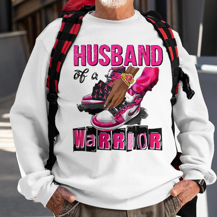Husband Of A Warrior Pink Breast Cancer Awareness Support Sweatshirt Gifts for Old Men