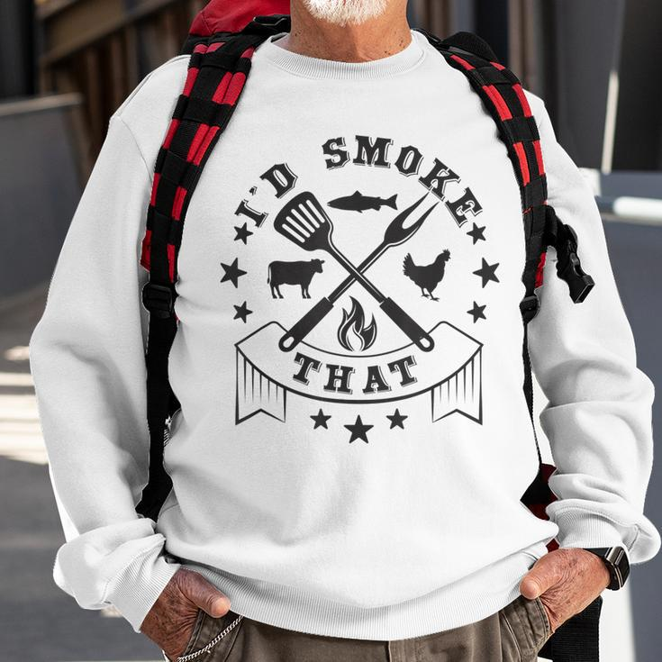 Id Smoke That Funny Fish Bbq Retro Vintage Sweatshirt Gifts for Old Men