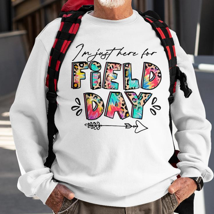 Im Just Here For Field Day Leopard Tie Dye Last Day School Sweatshirt Gifts for Old Men