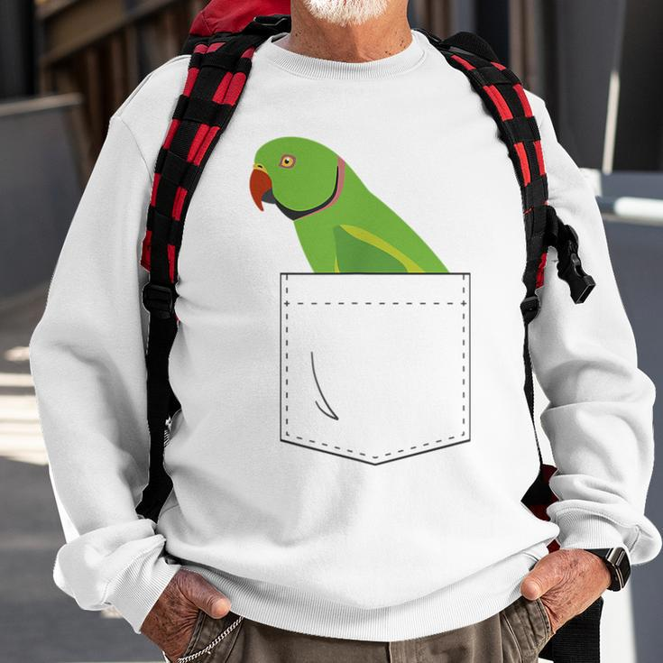 Indian Ringneck Parakeet Parrot Male Fake Pocket Sweatshirt Gifts for Old Men