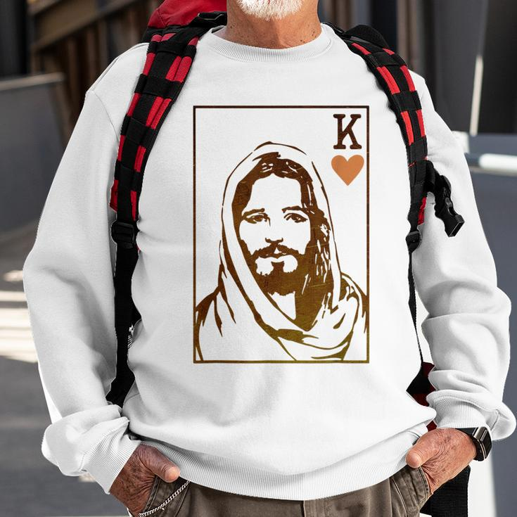 Jesus King Of Hearts Card Christian For Men Women Sweatshirt Gifts for Old Men