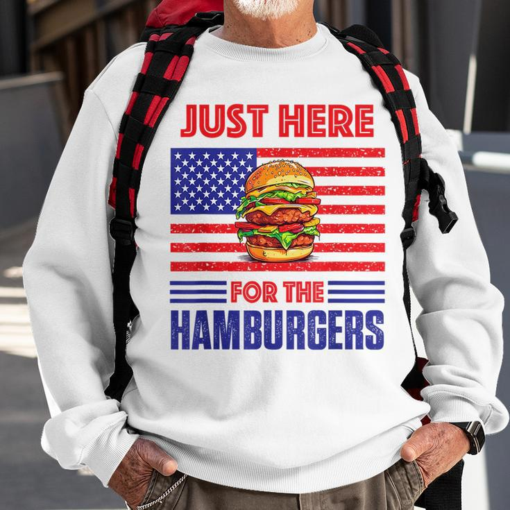 Just Here For The Hamburgers Funny 4Th Of July Hamburger Sweatshirt Gifts for Old Men
