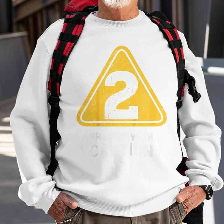 Kids Birthday Boy 2 Two Construction Sign 2Nd Birthday Toddler Sweatshirt Gifts for Old Men