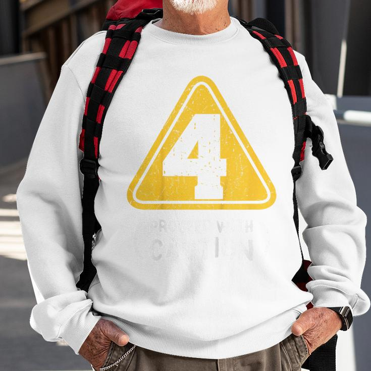 Kids Birthday Boy 4 Four Construction Sign 4Th Birthday Toddler Sweatshirt Gifts for Old Men