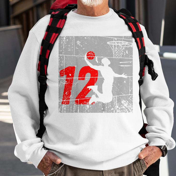 Kids Distressed 12 Year Old 12Th Basketball Birthday Slam Dunk Sweatshirt Gifts for Old Men